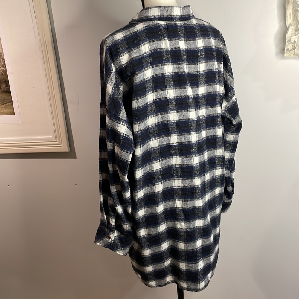 Ci Sonó Plaid Collection Shirts Womens L Plaid Button Up Long Sleeve Blue/White - Picture 7 of 13